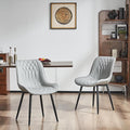 YOUNIKE Dining Chairs Set of 2 with High Backs Grey Mid Century Modern Kitchen & Dining Room Chairs PU Faux Leather Upholstered Wide Seat Accent Chair Comfortable Large Padded Side Living Room Chairs