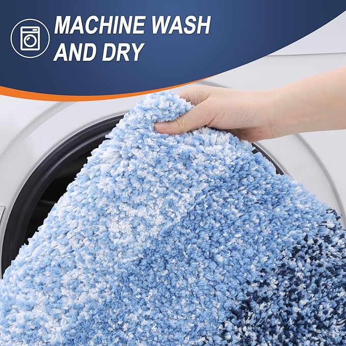 OLANLY Bathroom Rugs Mat 24x16, Extra Soft Absorbent Microfiber Bath Rugs, Rubber Backing, Quick Dry, Machine Washable Bath Mats for Bathroom Floor, Tub and Shower, Home Decor Accessories, Navy