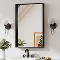 Keonjinn Black Mirror for Bathroom 20 x 30 Inch Brushed Framed Mirror, Rectangle Wall Mount Mirror Square Corner Modern Farmhouse Decorative Bathroom Vanity Mirror for Over Sink(Horizontal/Vertical)