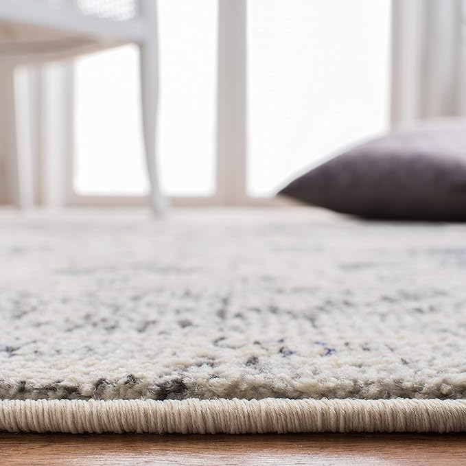 SAFAVIEH Monaco Collection Area Rug - 6'7" Square, Ivory & Grey, Boho Chic Medallion Distressed Design, Non-Shedding & Easy Care, Ideal for High Traffic Areas in Living Room, Bedroom (MNC243B)