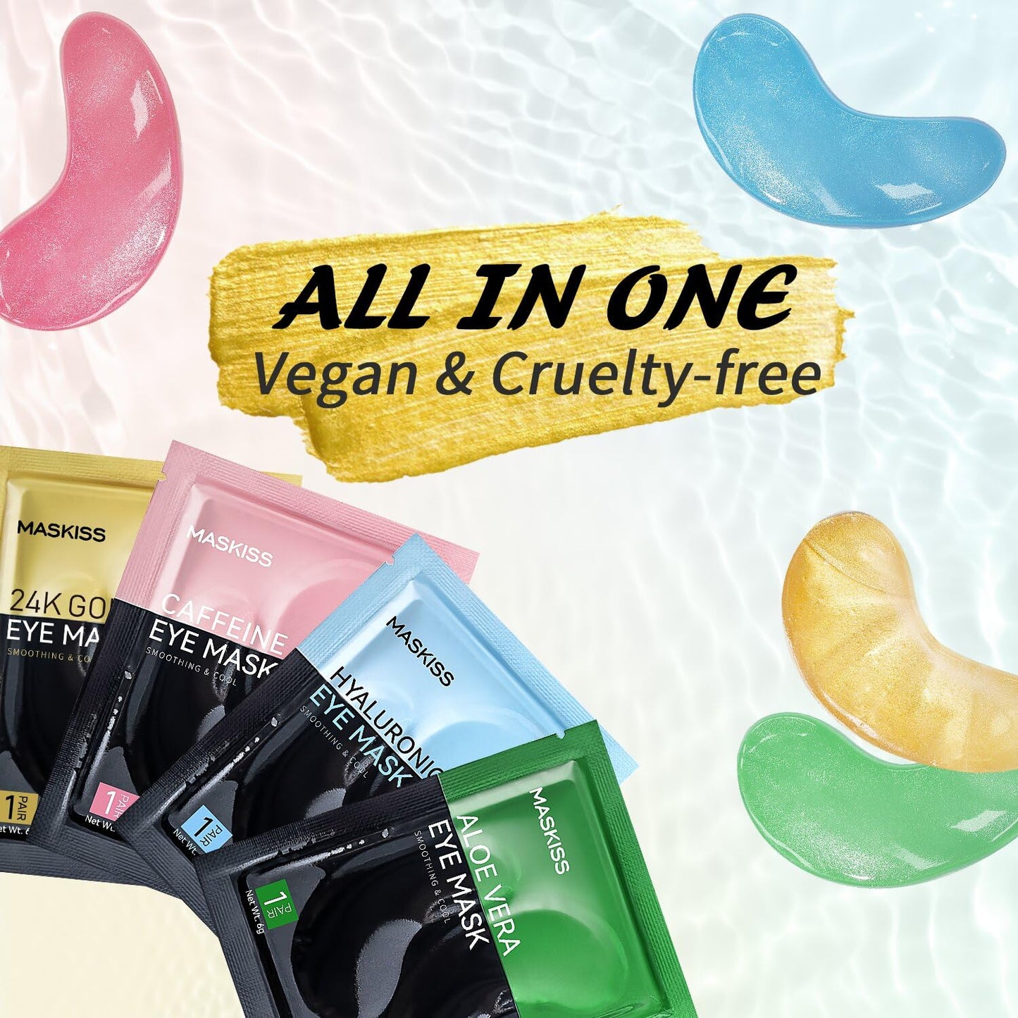 Under Eye Patches(50 Pairs), 24K Gold, Caffeine, Hyaluronic Acid, Aloe Vera Eye Masks for Dark Circles Puffy Eyes Undereye Bags, Eye Skin Care Gift Set for Bachelorette Party Favors