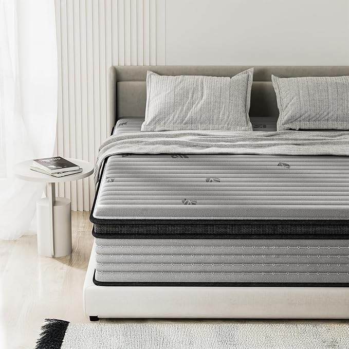 Queen Mattress 12inch in a Box,Memory Foam Hybrid Mattress with Pocket Springs and Zoned Support for Back & Lumbar Pressure Relief,Motion Isolation and Edge Support -CertiPUR-US(12 Inch,Queen)