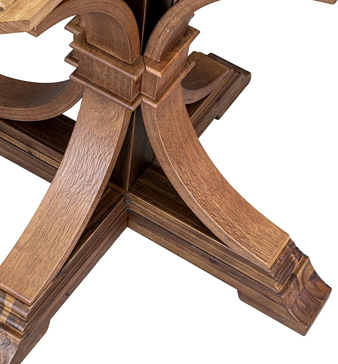 F7FO7-50N-18 - 7-Piece Dining Room Set Contains A Kitchen Table and 6 Brown Polyester Fabric Parsons Chairs with Button Tufted Back, Antique Walnut