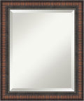 Amanti Art Brown Bathroom Mirror for Over Sink, 24x20 Caleb Brown Rectangle Vanity Mirror, Small Rustic Farmhouse Frame, Hangs Horizonally and Vertically, Bathroom Wall Decor, Beveled Edge