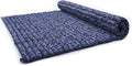 Leewadee - Foldable Floor Mattress - Japanese Roll Up Futon -Trifold Tatami Mat- Guest Floor Bed - Camping Mattress - Thai Massage Mat, Kapok Filled, 75 x 57 inches, Blue White