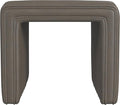 HomePop Modern Channel Tufted Faux Leather Ottoman Home Décor|Ottoman for Living Room & Bedroom - Pewter Gray Faux Leather