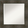Amanti Art Brown Wall Mirror 26x26 Rail Rustic Char Square Bathroom Mirror for Wall Decor Living Room, Medium Country Rustic Frame, Hangs Horizonally and Vertically, Bathroom Decor, Beveled Edge