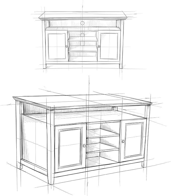 SIMPLIHOME Amherst 54-inch Wide Solid Wood TV Stand in Antique White, Transitional-Style Media Console for Living Room with Adjustable Shelves and Cable Management