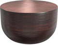 SIMPLIHOME Johnsen 30-inch Wide Metal Drum Coffee Table in Oil Rubbed Bronze, Boho-Style Cocktail Table for Living Room or Family Room, Assembled