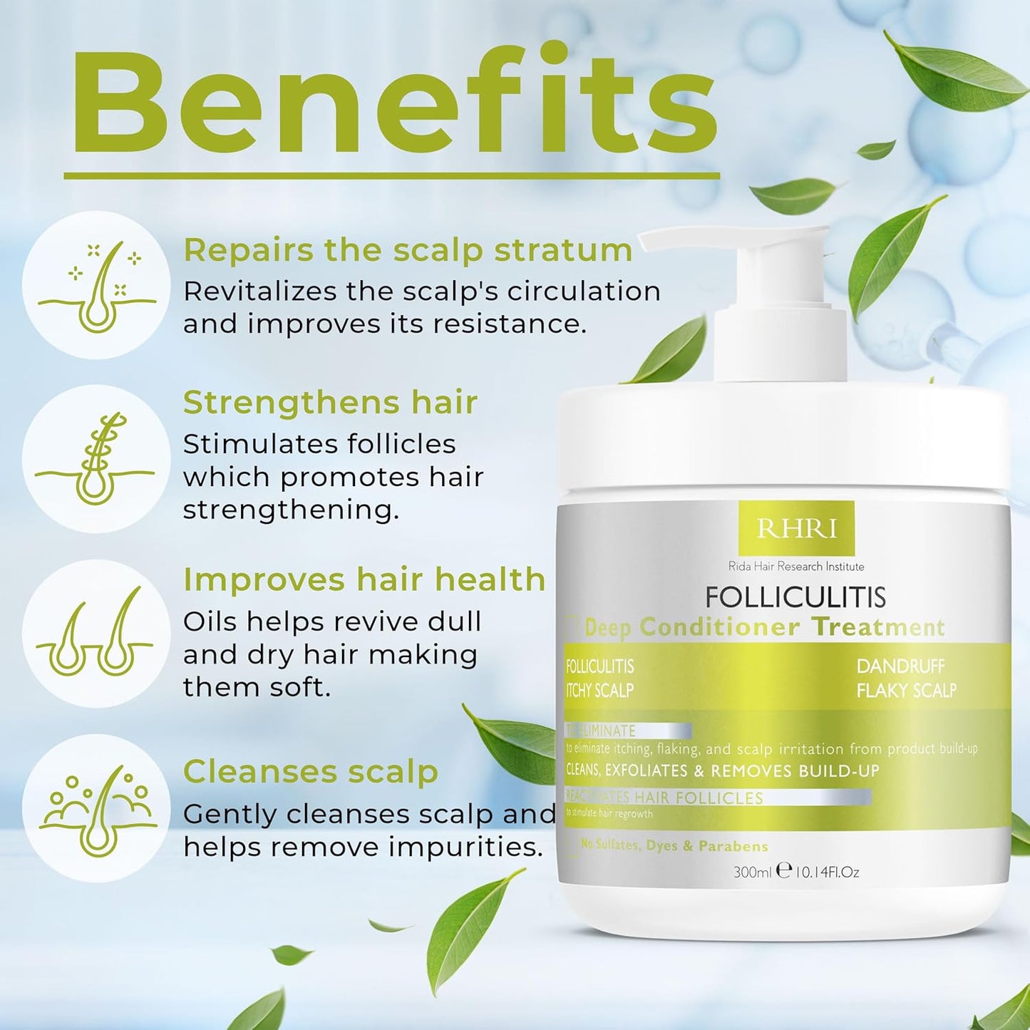 Folliculitis Deep Conditioner | Effective Scalp Treatment for Seborrheic Dermatitis, Psoriasis, Dry Itchy Scalp, Dandruff Treatment | Nourishes Oily Hair and Promotes Healthy, Hydrated Hair Treatment