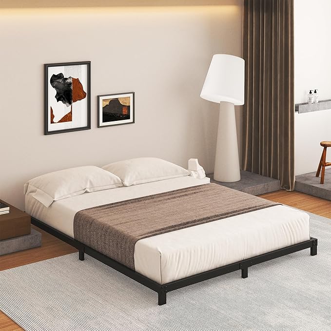 5 Inch Low Bed Frame Full, Heavy Duty Full Size Bed Frame Low Profile, No Box Spring Needed, Easy Assembly, Noise Free, Black