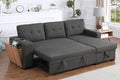 Ball & Cast L-Shape Reversible Sectional Sleeper Sofa Bed 4 in 1 Pull Out Couch with Storage Chaise USB Ports & Cup Holder Convertible Sleeper Corner Couch Pull-Out Sofa Bed for Living Room Office