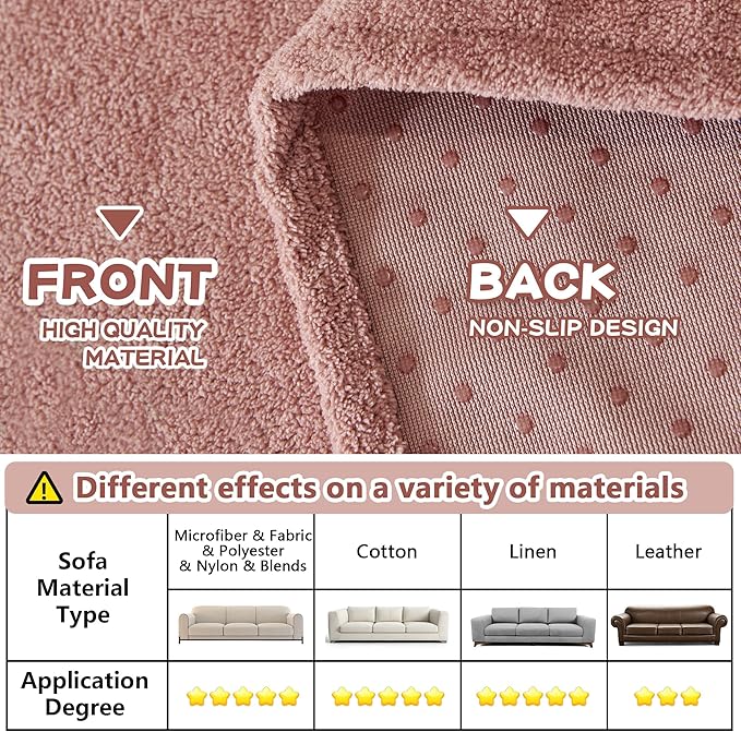 MYSKY HOME Pink Sofa Cover, Couch Covers for Pet, Oversized Couch Covers for 3 Cushion Couch, Thick Durable Sofa Covers for Furniture, Couch Cover,Non Slip Soft Protector, 91" x 150"