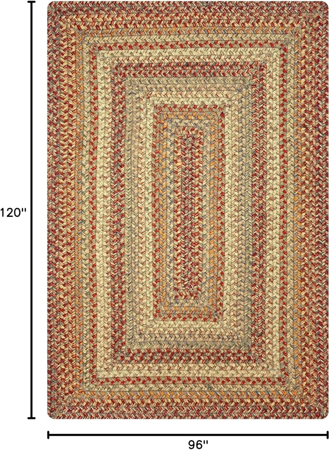 Homespice Harvest Premium Jute Braided Area Rug, 8' x 10' Rectangular Beige - Tan - Red, Reversible, Natural Jute Yarn Rustic, Country, Primitive, Farmhouse Style - 30 Day Risk Free Purchase