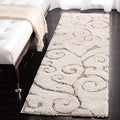 SAFAVIEH Florida Shag Collection Runner Rug - 2'3" x 13', Cream & Beige, Scroll Design, Non-Shedding & Easy Care, 1.2-inch Thick Ideal for High Traffic Areas in Living Room, Bedroom (SG455-1113)