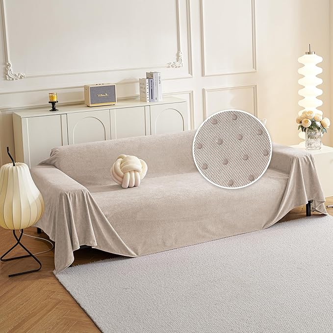 MYSKY HOME Sofa Cover, Couch Covers for Pet Couch Cover Reclining Couch Covers Loveseat Covers for 2 Cushion Couch Thick Durable Sofa Covers for Furniture Couch Cover, 71" x 102", Oat