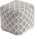 Anji Mountain 100% Handmade & Handcrafted Comfortable Home Décor Pouf Ottoman Footrest for Living Room, Bedroom, Nursery, Kidsroom, Patio Furniture - (20" x 20" x 20"- Black,Ivory)