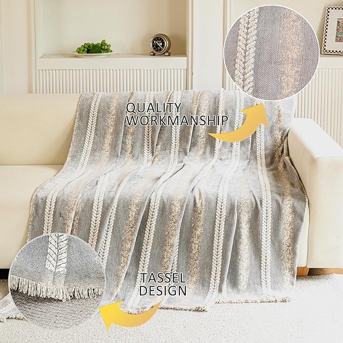 Couch Cover for Dogs Washable Sofa Cover, Sectional Couch Covers, Sofa Covers for 2 Cushion Couch, Non Slip Stripe Sofa Slipcovers Furniture Protector, Couch Protector from Cat Claws, Light,75''x118''