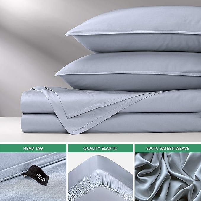 Twin Sheets by Pure Bamboo, Genuine 100% Organic Viscose Derived from Bamboo Bed Sheet Set, Luxuriously Soft & Cooling, Double Stitching, Lifetime Quality Promise (Twin, Sterling Blue)