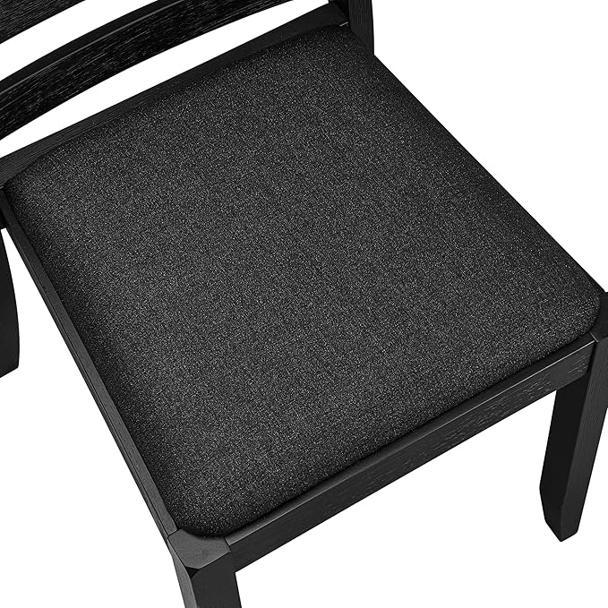 X07X1-B06-24 9-pc Modern Dining Room Table Set a Rectangular Dining Table and 2 wooden Benches and 7 Black Polyester Stackable Chair, 39x120 Inch, Wire Brushed Black