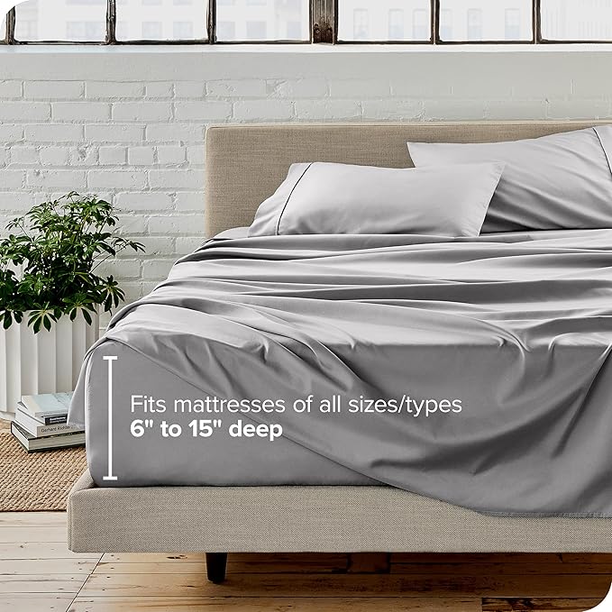 Bare Home Sheet Set - College Dorm Size - Luxury 1800 Ultra-Soft Microfiber Twin Extra Long Bed Sheets - Deep Pockets - Easy Fit - Extra Soft - 3 Piece Set (Twin XL, Light Grey)