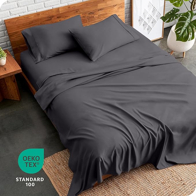 Bare Home Short Queen Sheet Set - 1800 Ultra-Soft Microfiber - Double Brushed - Deep Pockets - Easy Fit - 4 Piece Set - Bed Sheets (Short Queen, Forged Iron Grey)