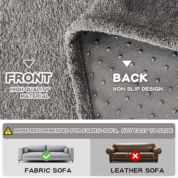 MYSKY HOME Couch Cover Sofa Covers for 3 Cushion Couch, Dog Couch Cover Protector for Sectional Sofa Covers Couch Protector, Non Slip Furniture Covers for Pet Cat, 91" x 118", Grey