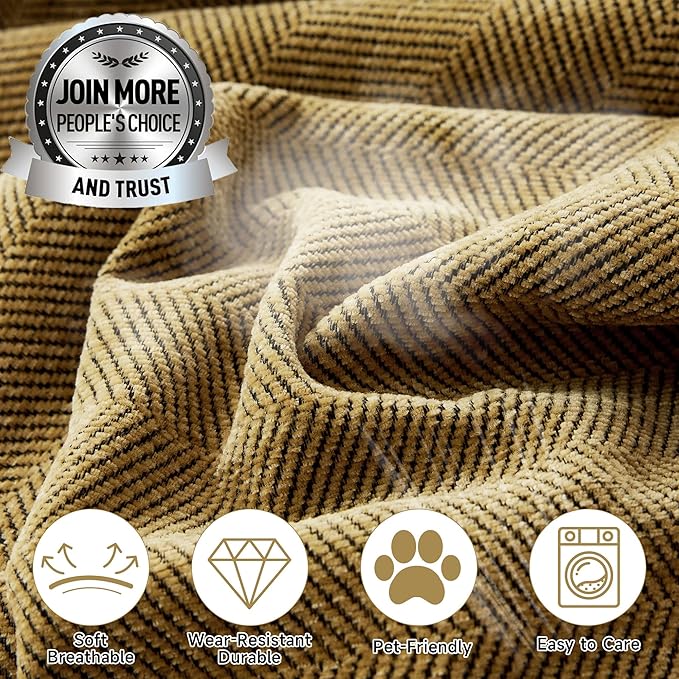 STACYPIK Wear-Resistant Chenille Yellow Sofa Cover, Couch Cover for Dogs, Washable Pets Protector for 3 Cushion Couch, Sofa Covers for Loveseat, Non-Slip Sectional Cover, Throw Blanket-71X150IN