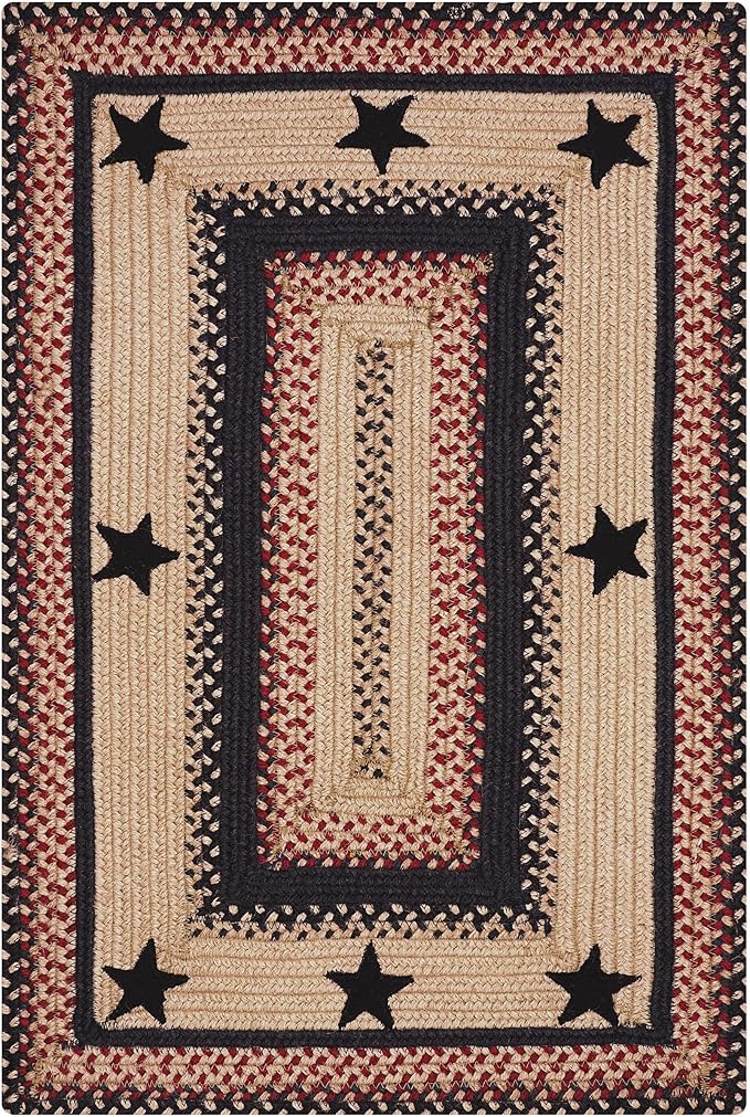 Homespice Gloucester Jute Braided Rug 20x30in Rect Black-Tan-Red Natural Jute Rug. Uses- Indoor Entryway, Kitchen Rug, Bedroom Doorway Reversible, Rustic, Country, Primitive, Farmhouse Decor