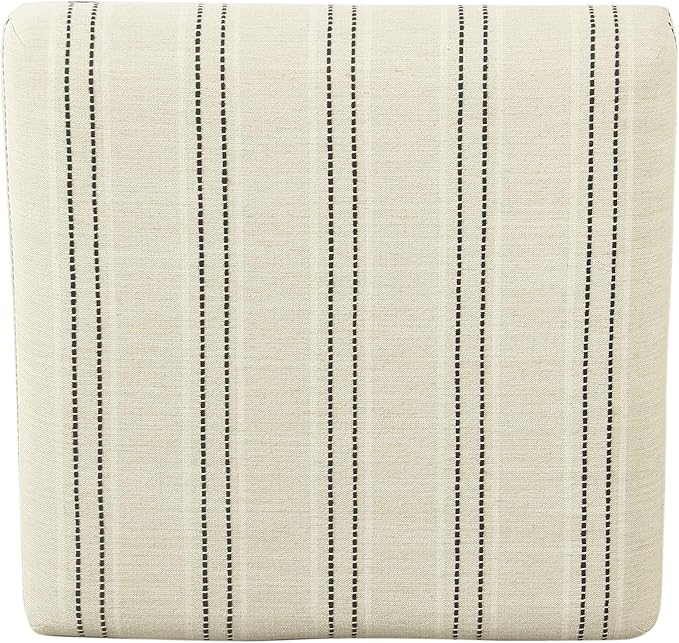 Homepop Home Decor | Modern Square Ottoman with Metal X Base | Ottoman for Living Room & Bedroom | Decorative Home Furniture (Black and White Stripe)