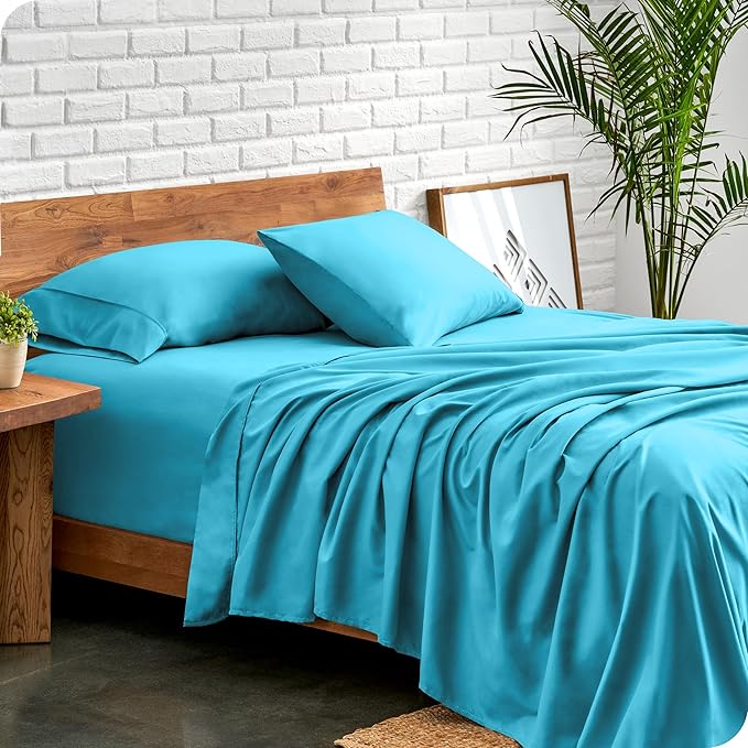 Bare Home King Sheet Set - Luxury 1800 Ultra-Soft Microfiber King Bed Sheets - Double Brushed - Deep Pockets - Easy Fit - 4 Piece Set - Bedding Sheets & Pillowcases (King, Aqua)
