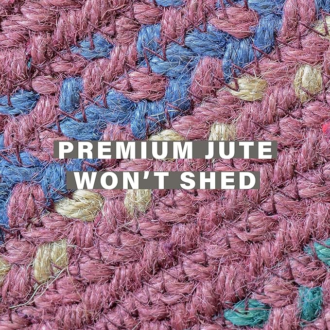 Jamestown Burgundy Braided Area Rug, Jute, 4x6' Rectangle - Rustic Primitive Decor for Entryway, Bedroom, Everywhere