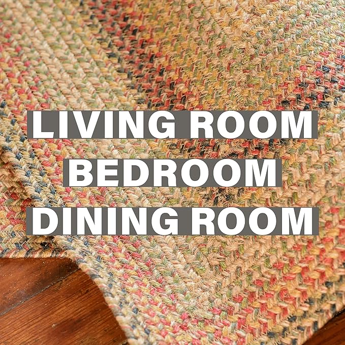 Homespice Kingston Braided Area Rug 6x9' – Multicolor Country Rugs for Living Room, Bedroom and Dining Area