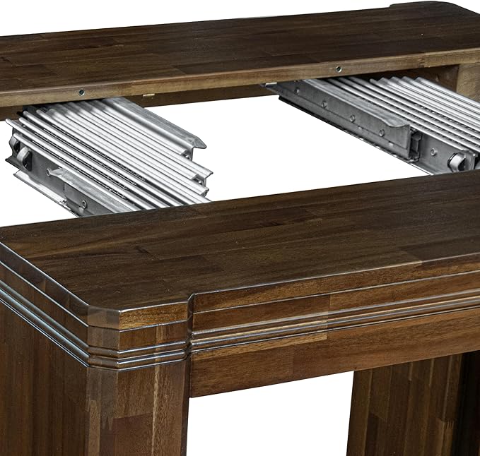 X12DA-0C8-12 14-Pc Mid Century Dining Set includes an Extendable Rectangle Kitchen Table, 1 Coffee Table and 12 Polyester Fabric Dining Chairs, 39x120 Inch, Antique Walnut