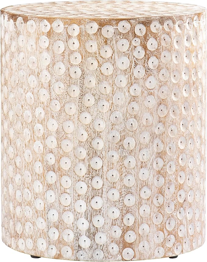 SEI Furniture Campti Round Accent Table, White