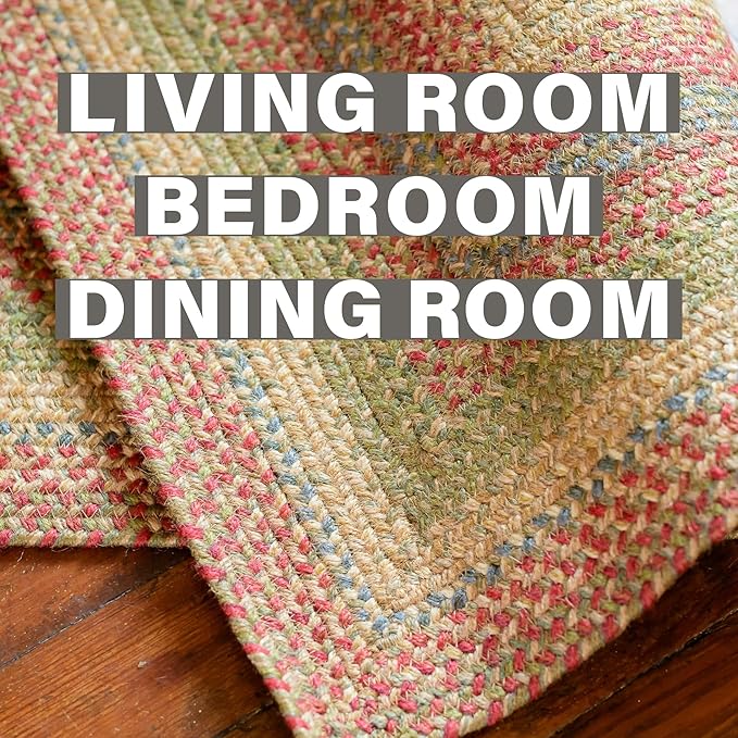 Homespice Azalea Multicolor Oval Braided Rug, Jute, 6x9' - Perfect Country Primitive Decor for Bedroom, Living Room, Everywhere