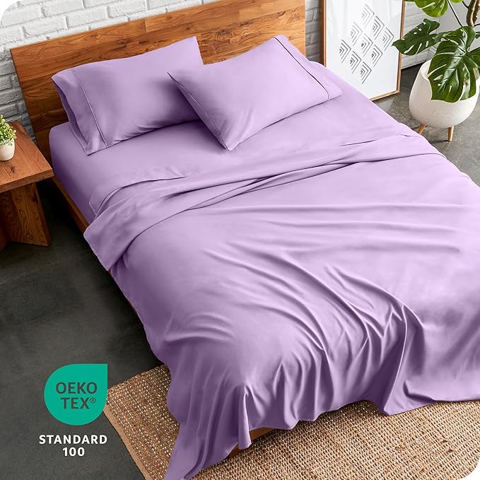 Bare Home Split King Sheet Set - 1800 Ultra-Soft Microfiber Bed Sheets - Double Brushed - Deep Pockets - Easy Fit - 5 Piece Set - Bed Sheets & Pillowcases (Split King, Lavender)