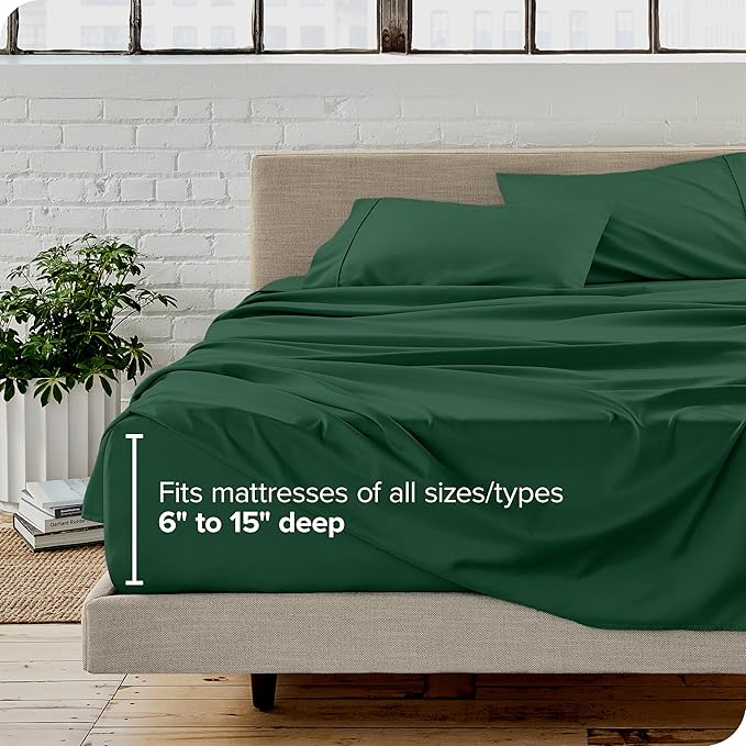 Bare Home Full Sheet Set - Luxury 1800 Ultra-Soft Microfiber Full Bed Sheets - Double Brushed - Deep Pockets - Easy Fit - 4 Piece Set - Bedding Sheets & Pillowcases (Full, Forest Green)