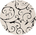 SAFAVIEH Florida Shag Collection Area Rug - 5' Round, Ivory & Black, Scroll Design, Non-Shedding & Easy Care, 1.2-inch Thick Ideal for High Traffic Areas in Living Room, Bedroom (SG455-1290)