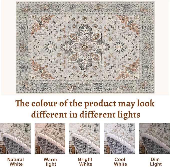 Tangsoo 2x5 Washable Runner Rug for Hallways, Non Slip Vintage Runner, Soft Low Pile Long Rug Runner, Print Distressed Grey Carpet Runners for Kitchen Bedroom Entryway Bathroom Living Room