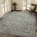 6X9 Area Rugs Machine Washable Rugs for Living Room, Vintage Boho Large Rugs for Bedroom Dining Room, Non Slip Indoor Soft Distressed Lightweight Thin Low Pile Carpet, Terracotta