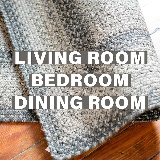 Flint Hill Oval Area Rugs 4x6' - Large Braided Jute Entryway Rug for Primitive Decor