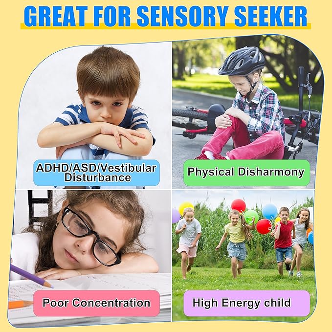 Spinning Chair for Autistic Kids, Autism Sensory Spinny Swivel Wobble Chair for ADHD Children, Sit and Spin Toys for Toddlers with Body Coordination (Pink)