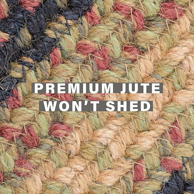 Highland Multi Color Jute Braided Rug Runner, 22x72 Rectangle - Warm Country and Lodge Decor, Perfect for Kitchens and Entryways - Reversible and Easy to Clean
