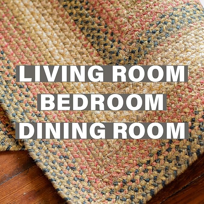 Russet Multi Color Jute Braided Area Rug, 4x6' Rectangle - Warm Country Decor, Perfect for Kitchens and Large Entryways - Durable, Reversible and Easy to Clean