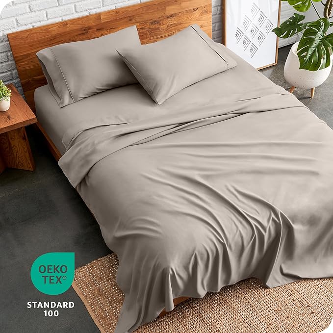 Bare Home Twin Sheet Set - 1800 Ultra-Soft Microfiber Twin Bed Sheets - Double Brushed - Deep Pockets - Easy Fit - Extra Soft - 3 Piece Set - Bedding Sheets & Pillowcases (Twin, Khaki)