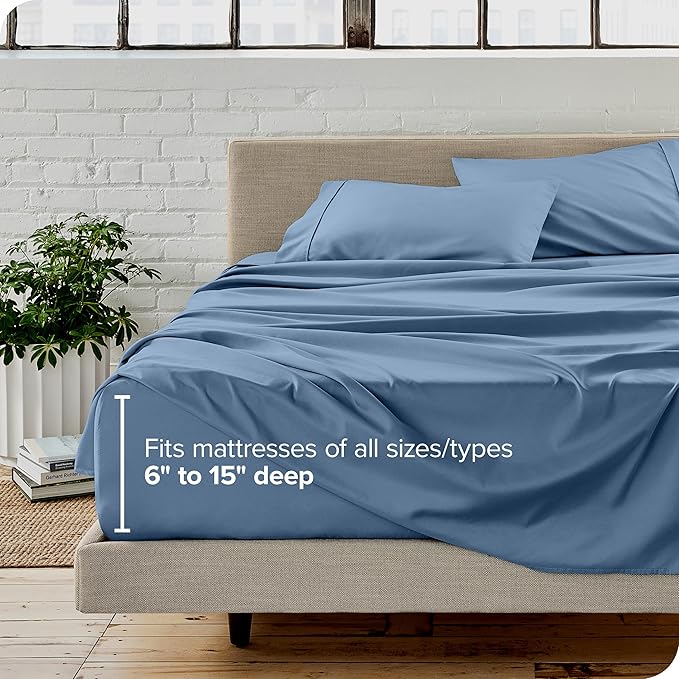 Bare Home Split King Sheet Set - 1800 Ultra-Soft Microfiber Bed Sheets - Double Brushed - Deep Pockets - Easy Fit - 5 Piece Set - Bed Sheets & Pillowcases (Split King, Coronet Blue)