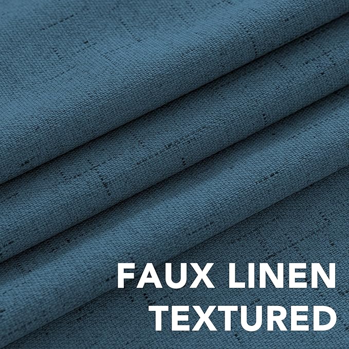 H.VERSAILTEX 100% Blackout Curtains for Bedroom Thermal Insulated Linen Textured Curtains Heat and Full Light Blocking Drapes Living Room Curtains 2 Panel Sets, Blue Sapphire, 52x96 Inch