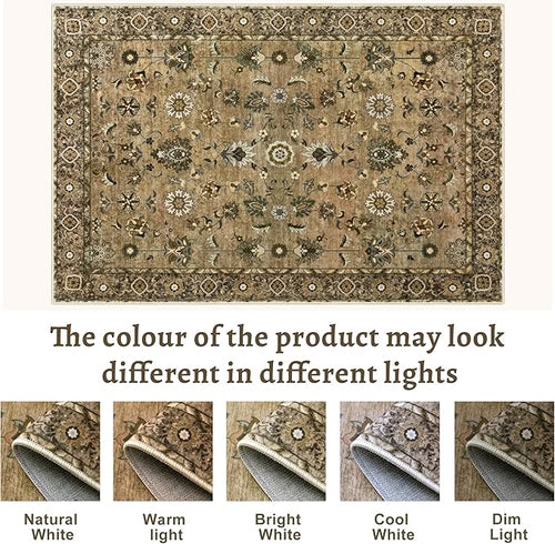 2.6x8 Hallway Runner Rug, Floral Washable Non-Slip Vintage Boho Runner Rug for Hallway Entryway Indoor, Brown Print Carpet,Soft Low Pile Long for Kitchen Bedroom