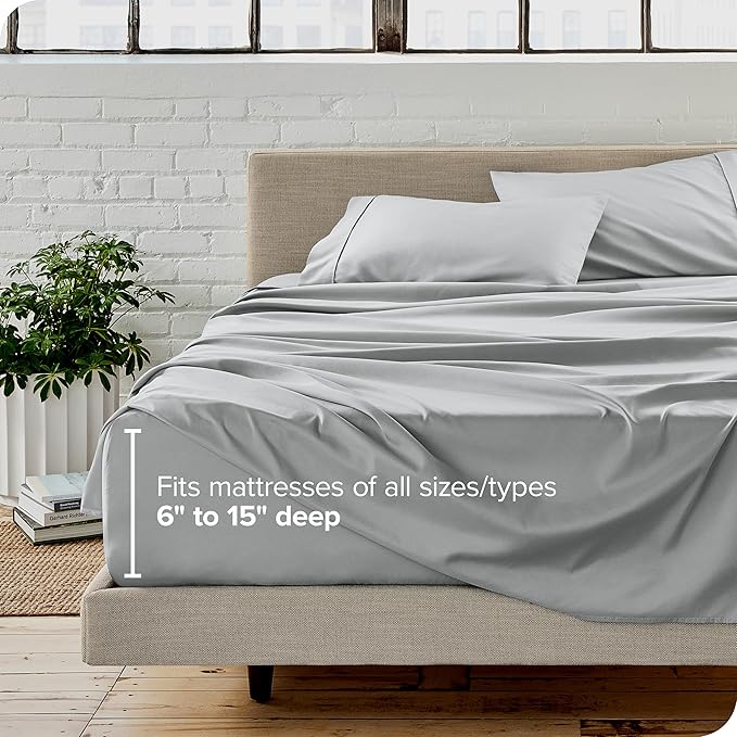 Bare Home Full Extra Long Sheet Set - 1800 Ultra-Soft Microfiber Full XL Bed Sheets - Double Brushed - Deep Pockets - Easy Fit - 4 Piece Set - Bed Sheets (Full XL, French Grey)